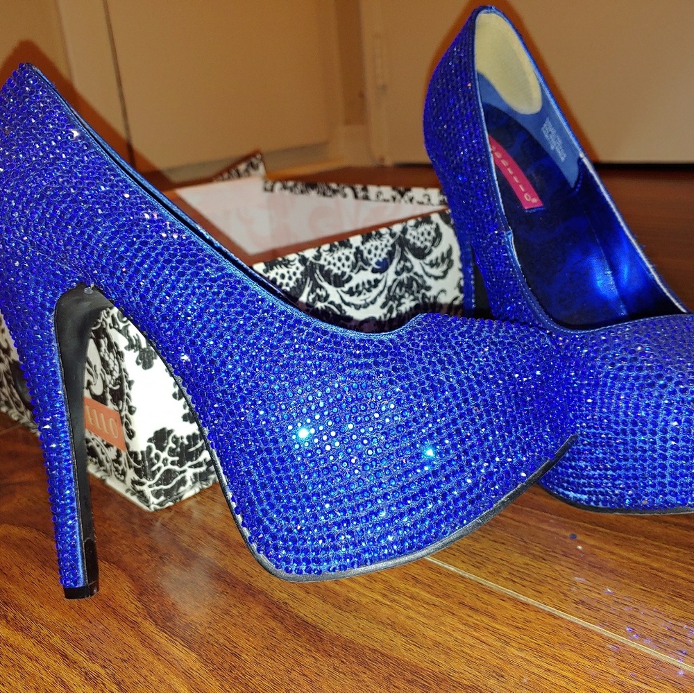 Bordello Blue Rhinestone Heel (discontinued)